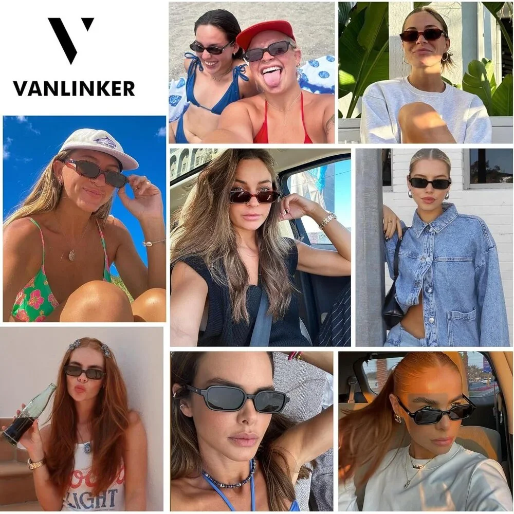 ✨Women's Black Retro Rectangle Polarized Small Trendy Narrow Frame Sunglasses